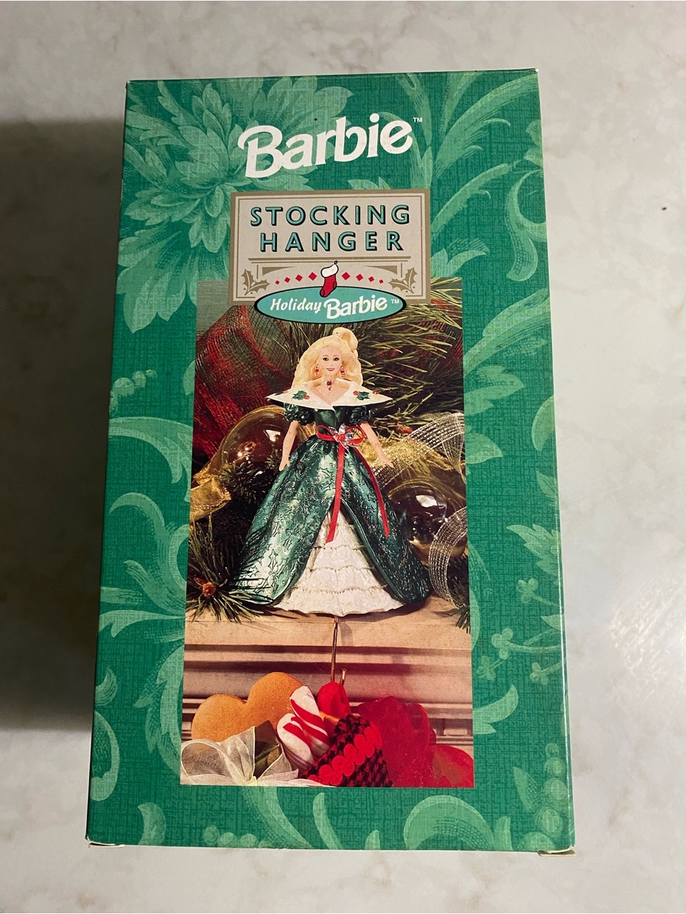 Barbie 1996 Holiday Green Stocking Hanger - New